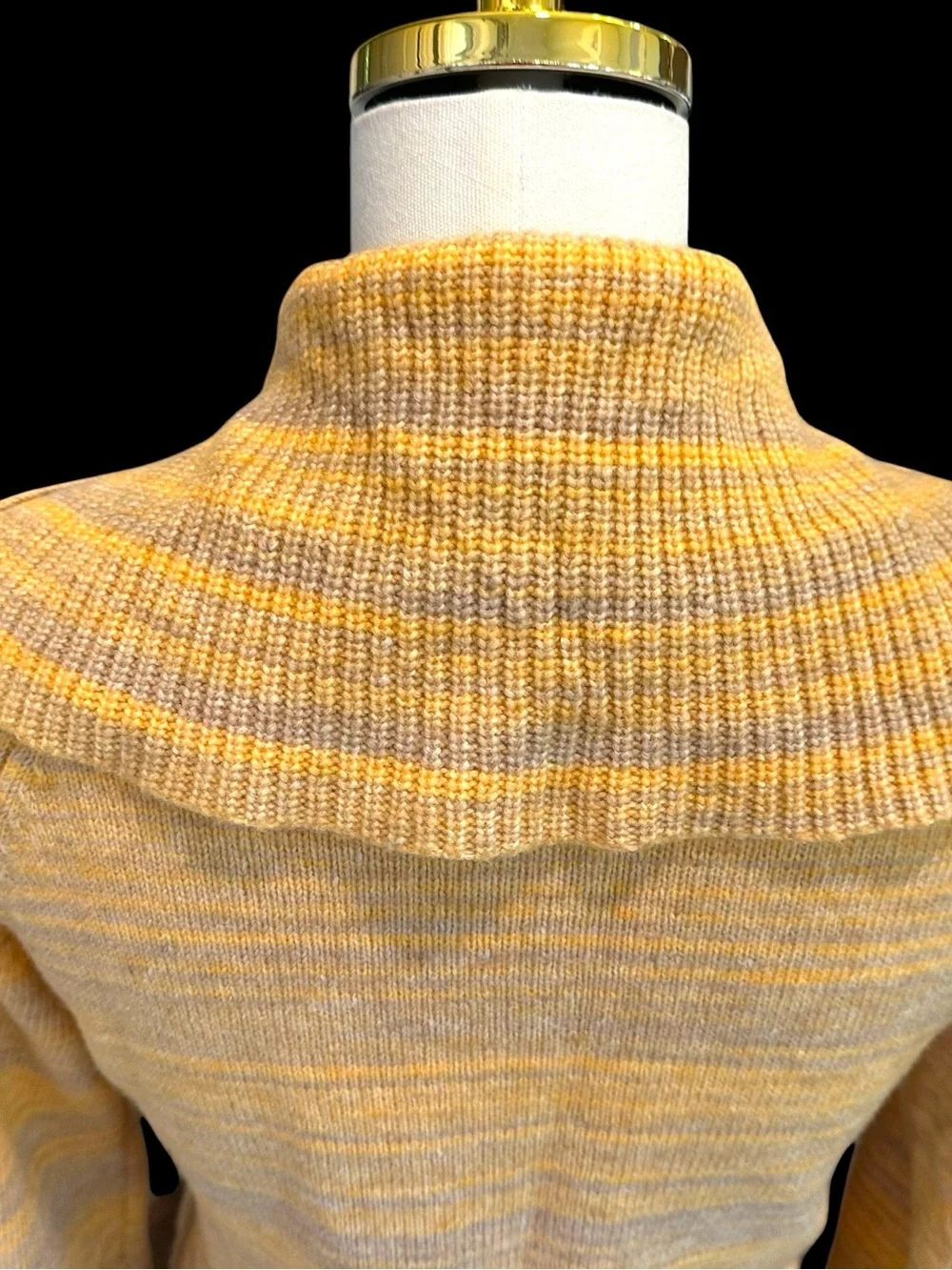 J.Crew Cashmere Merino Space Dyed Half Zip Gold Stripe Sweater Sz S NWOT